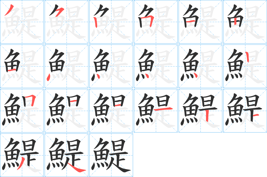 《鯷》的笔顺分步演示（一笔一画写字）