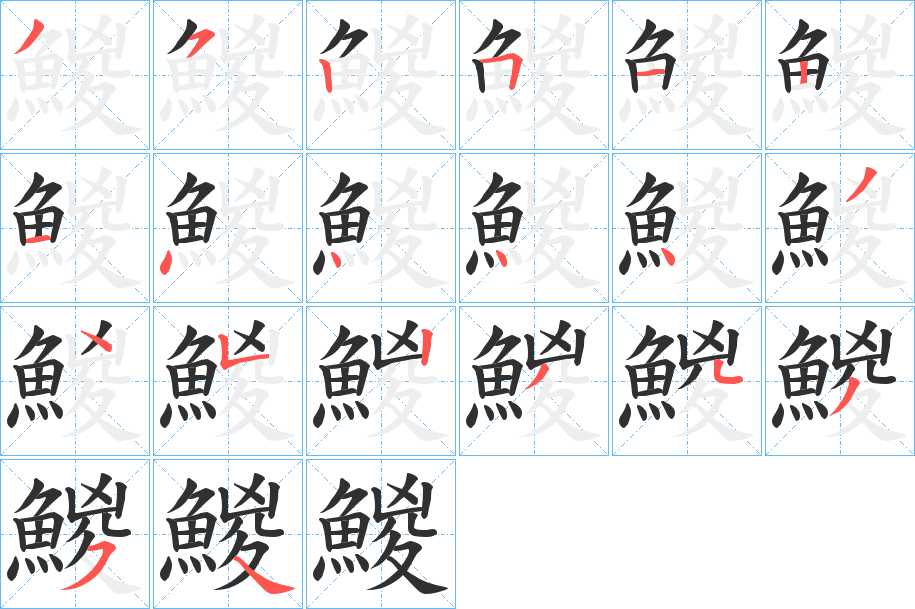 《鯼》的笔顺分步演示（一笔一画写字）