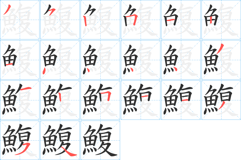《鰒》的笔顺分步演示（一笔一画写字）