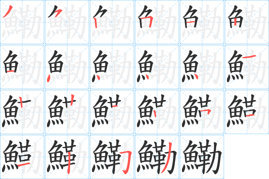 《鰳》的笔顺分步演示（一笔一画写字）