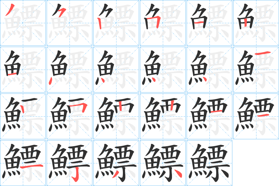 《鰾》的笔顺分步演示（一笔一画写字）