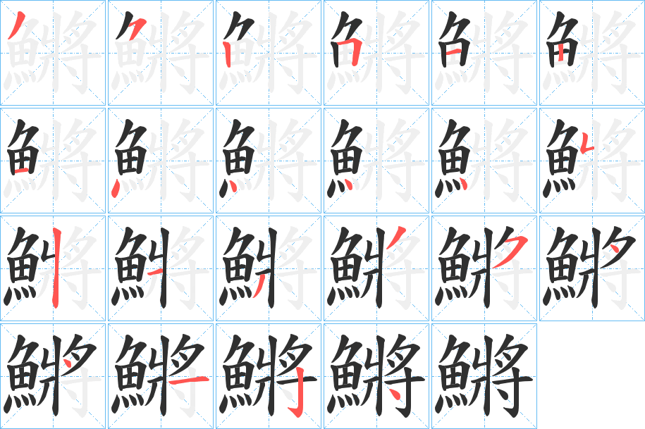 《鱂》的笔顺分步演示（一笔一画写字）