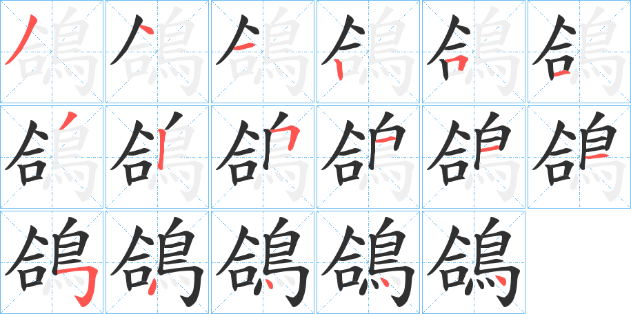 《鴿》的笔顺分步演示（一笔一画写字）