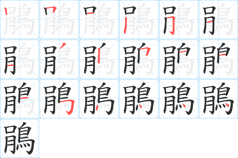 《鵑》的笔顺分步演示（一笔一画写字）
