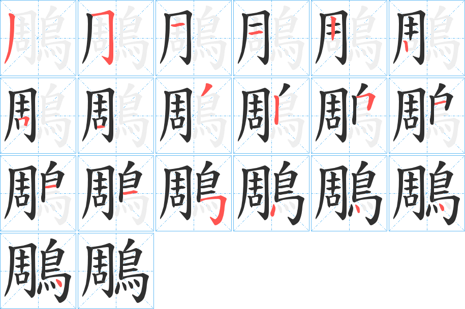 《鵰》的笔顺分步演示（一笔一画写字）