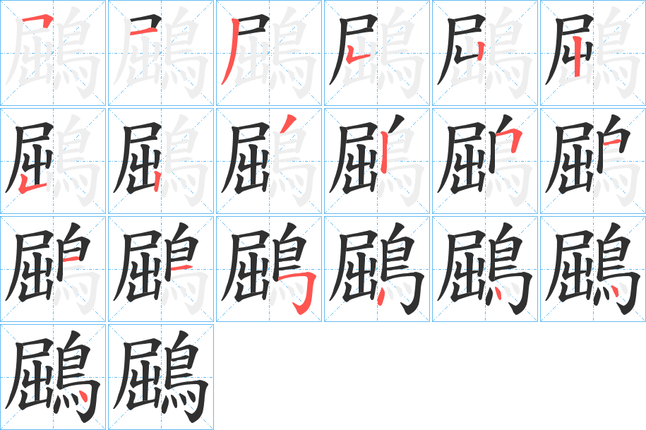 《鶌》的笔顺分步演示（一笔一画写字）