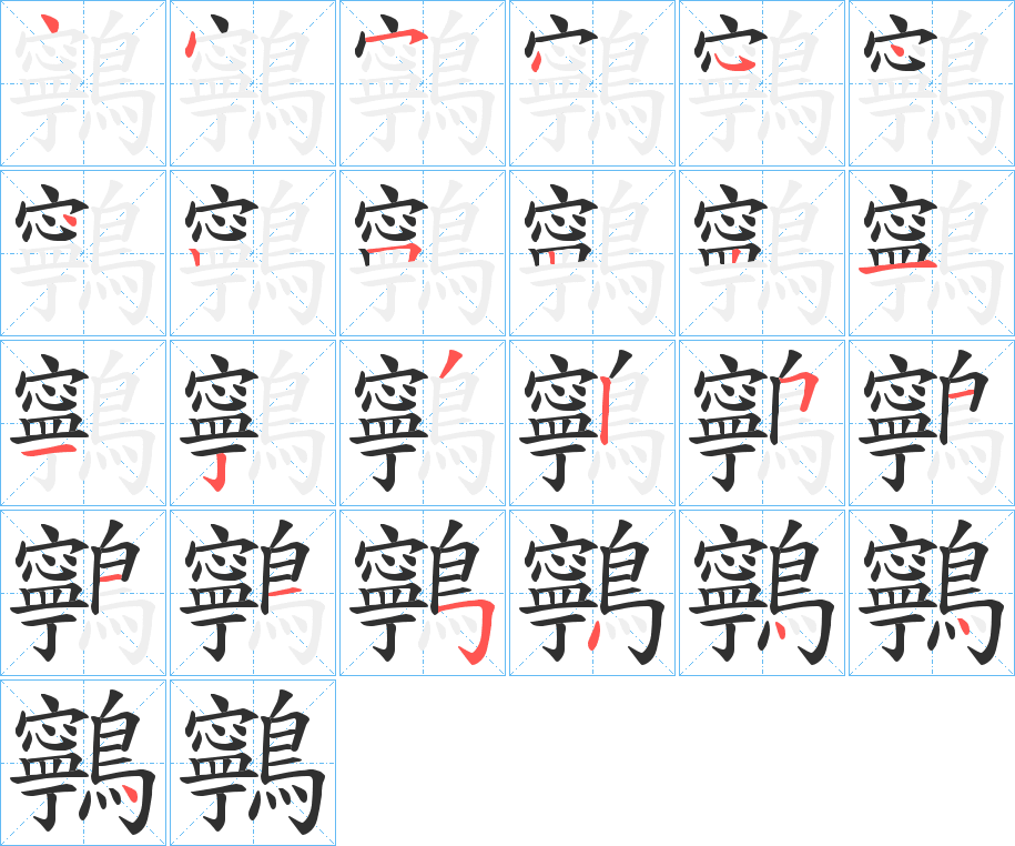 《鸋》的笔顺分步演示（一笔一画写字）
