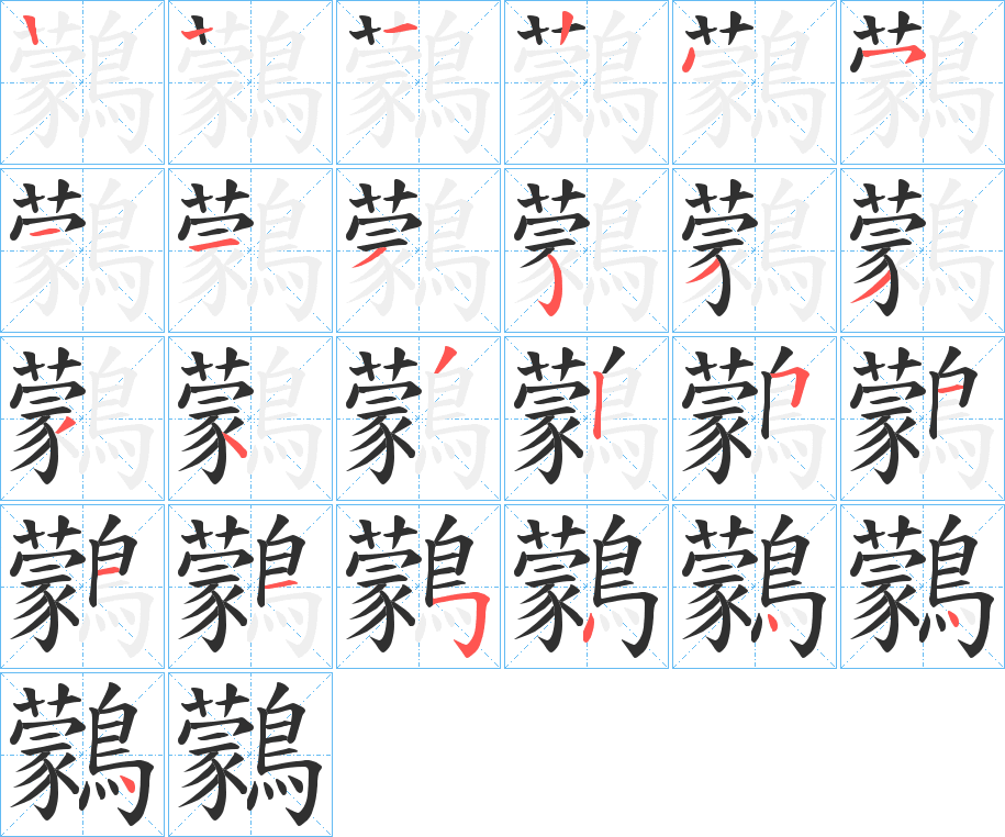 《鸏》的笔顺分步演示（一笔一画写字）