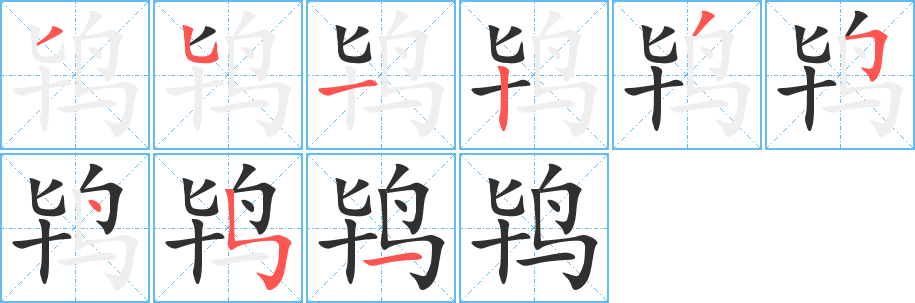 《鸨》的笔顺分步演示（一笔一画写字）